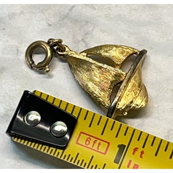 Vintage Monet Charm Sailboat Nautical Gold Tone for Bracelet Beach Ship Boat - Picture 3 of 6